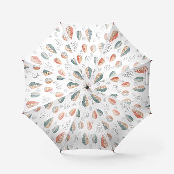 Зонт «Листья. Паттерн бесшовный с контурными листьями в скандинавском стиле.»