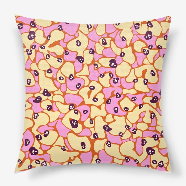 Подушка «Рисунок камуфляж абстракция желтый с розовым»