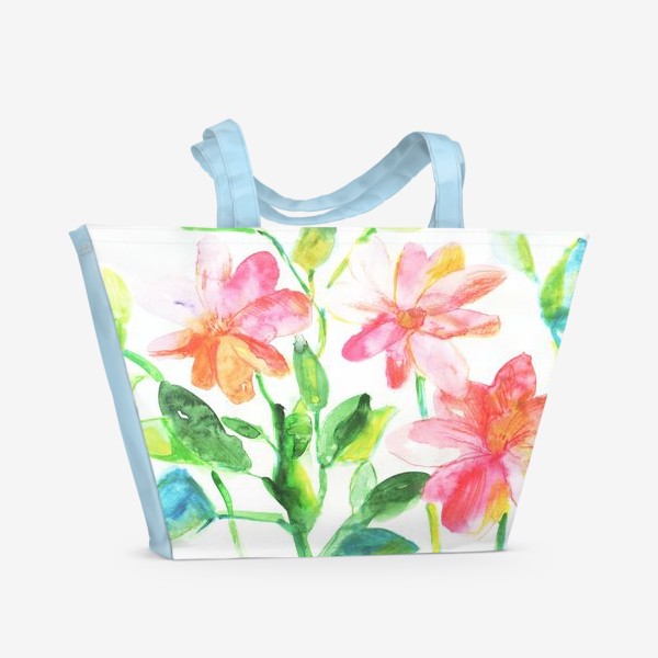 Пляжная сумка «Акварель, цветочная композиция.»