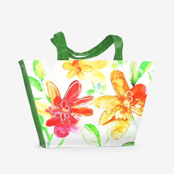 Пляжная сумка «Лето, цветы. акварель.»
