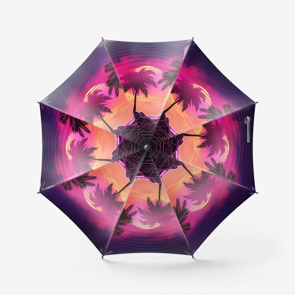 Зонт «Синтвейв пальмы в розовом неоне»