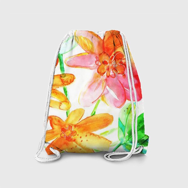 Рюкзак «Акварельные цветы, скетч, акварельный скетч»
