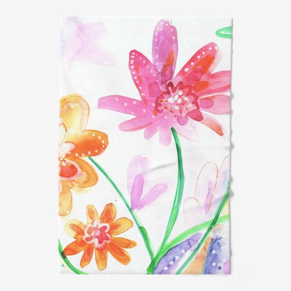 Полотенце «Экзотические цветы, скетч, акварель»