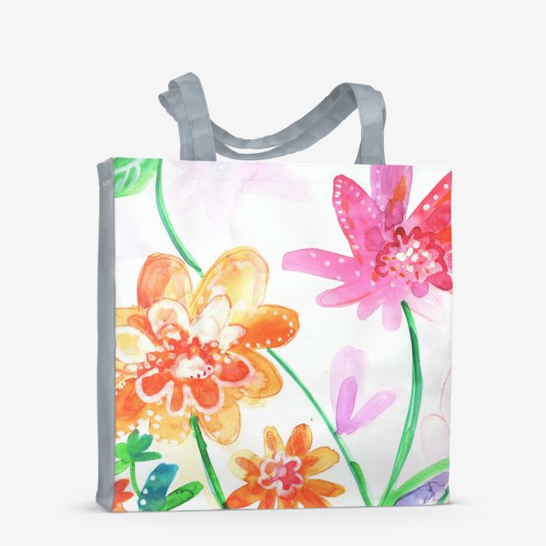 Сумка-шоппер «Экзотические цветы, скетч, акварель»