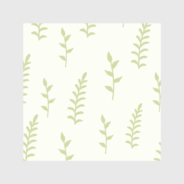 Скатерть &laquo;Зеленые листья на белом фоне. Нарисованный вручную бесшовный узор. &raquo;