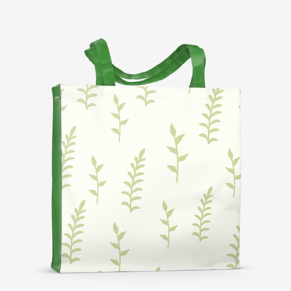 Сумка-шоппер &laquo;Зеленые листья на белом фоне. Нарисованный вручную бесшовный узор. &raquo;