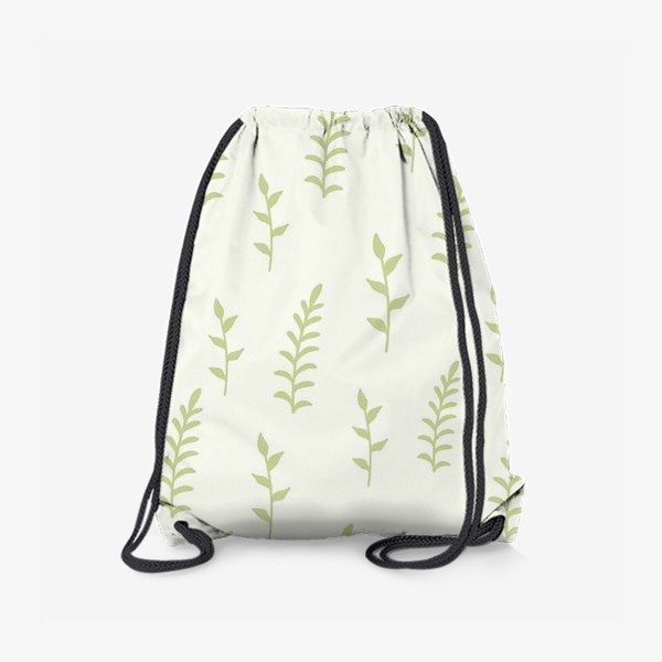 Рюкзак «Зеленые листья на белом фоне. Нарисованный вручную бесшовный узор. »