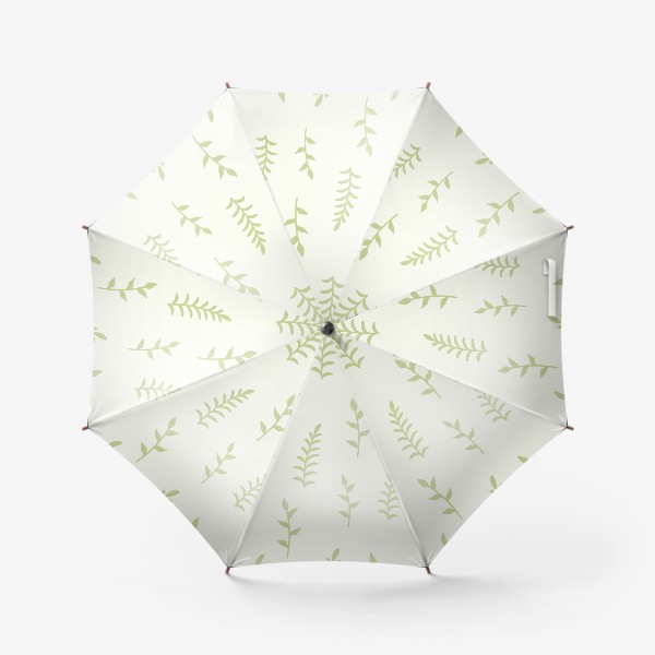 Зонт &laquo;Зеленые листья на белом фоне. Нарисованный вручную бесшовный узор. &raquo;