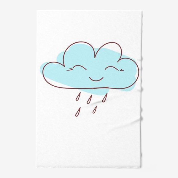 Полотенце «Милое улыбающееся облако с каплями дождя. Нарисованный вручную »