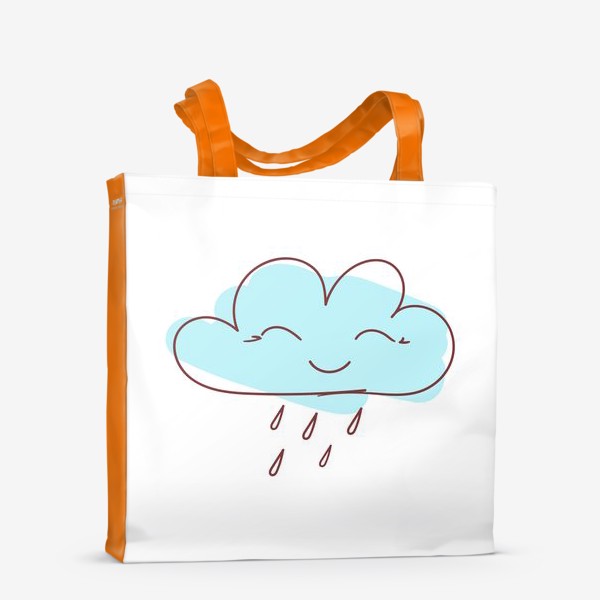 Сумка-шоппер «Милое улыбающееся облако с каплями дождя. Нарисованный вручную »