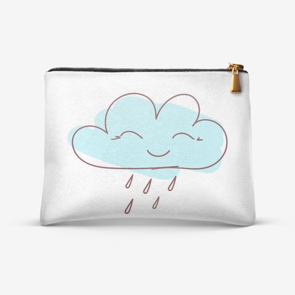 Косметичка «Милое улыбающееся облако с каплями дождя. Нарисованный вручную »
