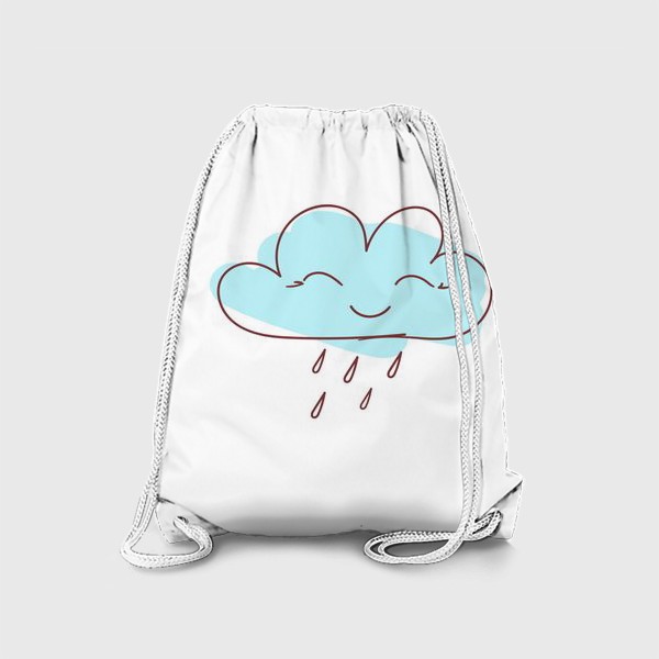 Рюкзак «Милое улыбающееся облако с каплями дождя. Нарисованный вручную »