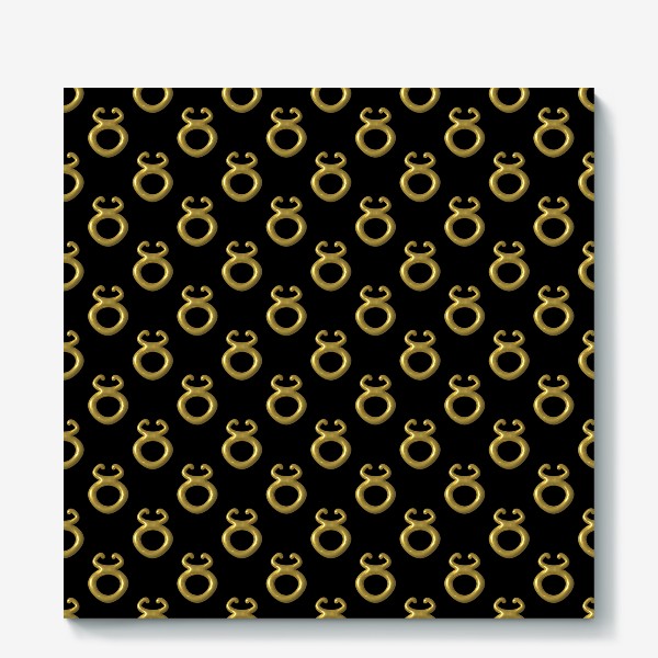 Холст «Золотой символ зодиака Телец 3d на черном фоне. Паттерн»