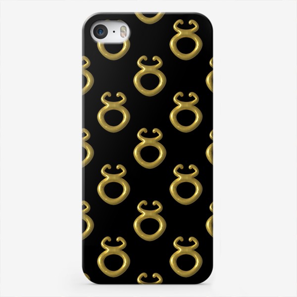 Чехол iPhone «Золотой символ зодиака Телец 3d на черном фоне. Паттерн»