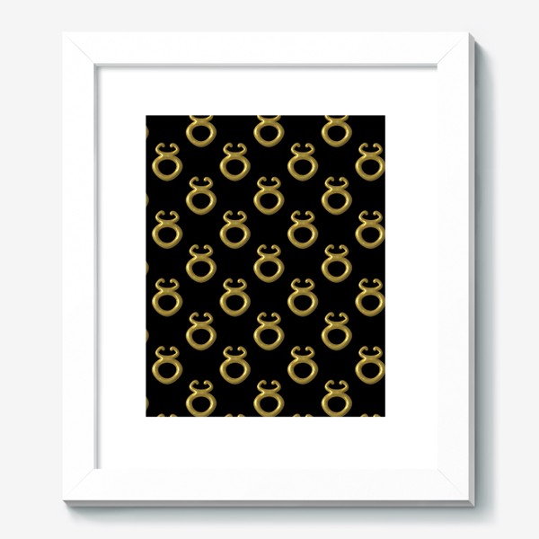 Картина «Золотой символ зодиака Телец 3d на черном фоне. Паттерн»