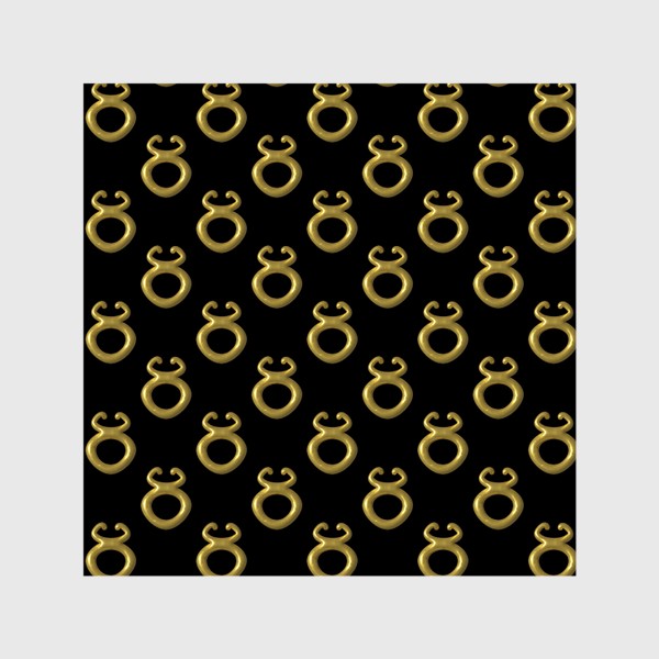 Шторы «Золотой символ зодиака Телец 3d на черном фоне. Паттерн»