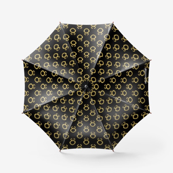 Зонт «Золотой символ зодиака Телец 3d на черном фоне. Паттерн»