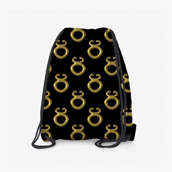 Рюкзак «Золотой символ зодиака Телец 3d на черном фоне. Паттерн»