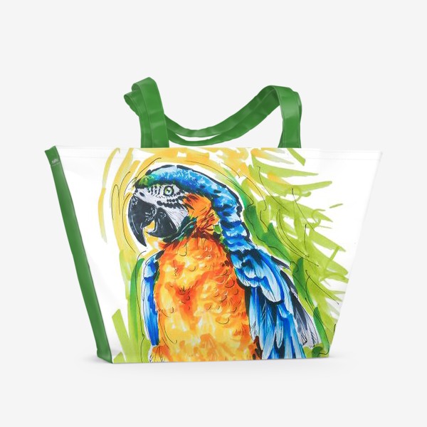 Пляжная сумка «Тропическая птица - попугай ара»