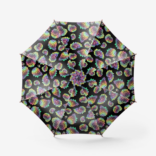 Зонт «радужные ракушки на черном »