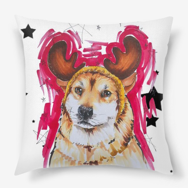 Подушка «Новогодний рыжий пес»