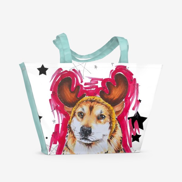 Пляжная сумка «Новогодний рыжий пес»
