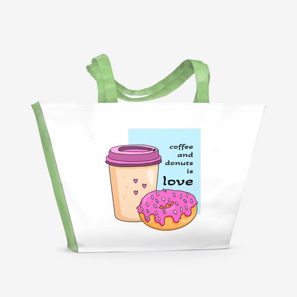 Пляжная сумка «Кофе и пончики - это любовь»