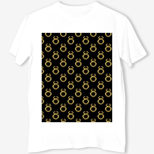 Футболка «Золотой символ зодиака Телец 3d на черном фоне. Паттерн»