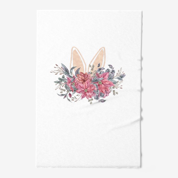 Полотенце &laquo;Заячьи ушки в цветах. Детский цветочный милый принт. Подарок для ребенка.&raquo;