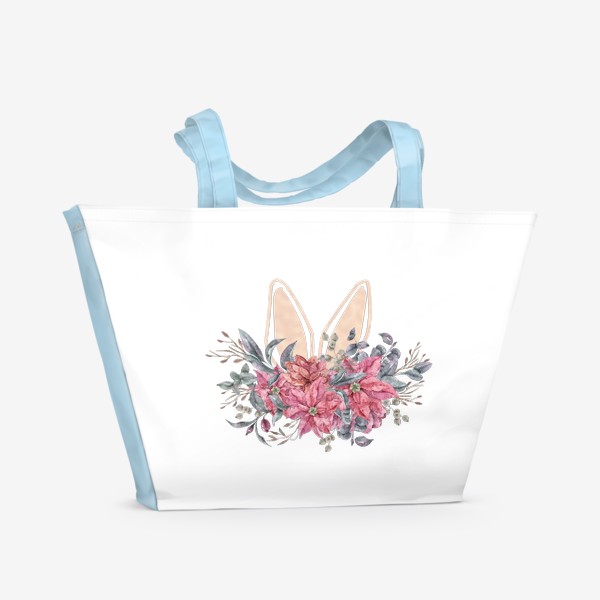 Пляжная сумка «Заячьи ушки в цветах. Детский цветочный милый принт. Подарок для ребенка.»
