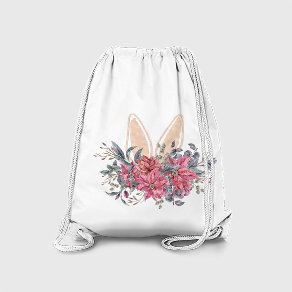 Рюкзак «Заячьи ушки в цветах. Детский цветочный милый принт. Подарок для ребенка.»
