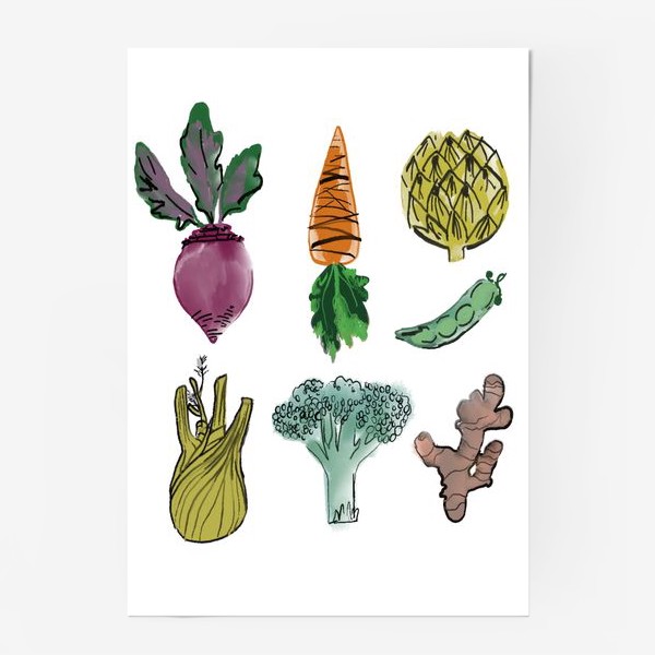 Постер «Набор полезных овощей»