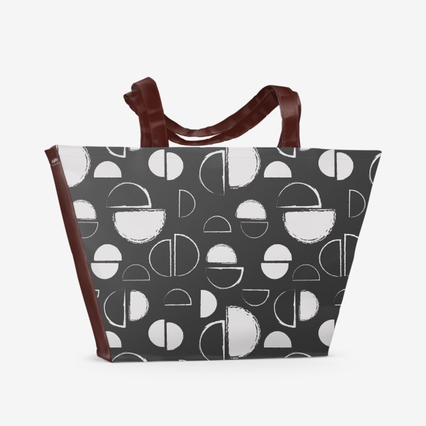Пляжная сумка «Принт с геометрическими фигурами.Черно-белый паттерн с кругами.»
