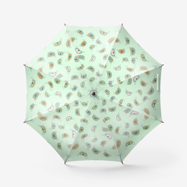 Зонт «Смешные маски зеленый»