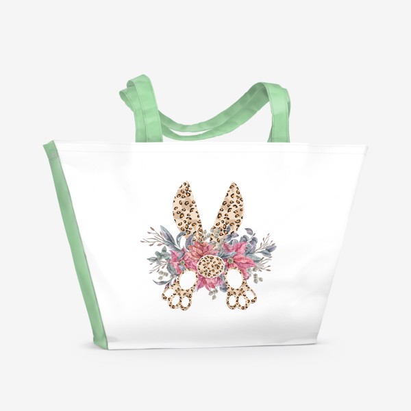 Пляжная сумка «Милый заяц. Принт для детской одежды. Леопардовый кролик.»