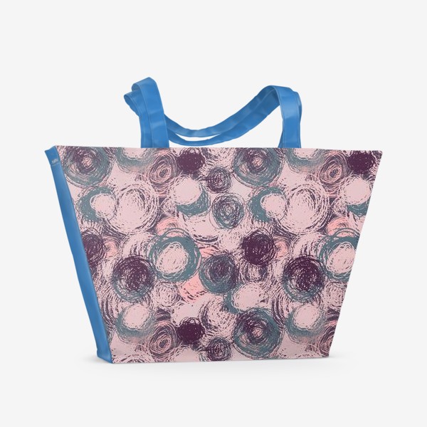 Пляжная сумка «Стильный принт с кружочками в пастельных тонах серого, нежно розового и дымчато-серого цвета»