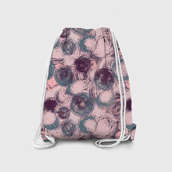 Рюкзак «Стильный принт с кружочками в пастельных тонах серого, нежно розового и дымчато-серого цвета»