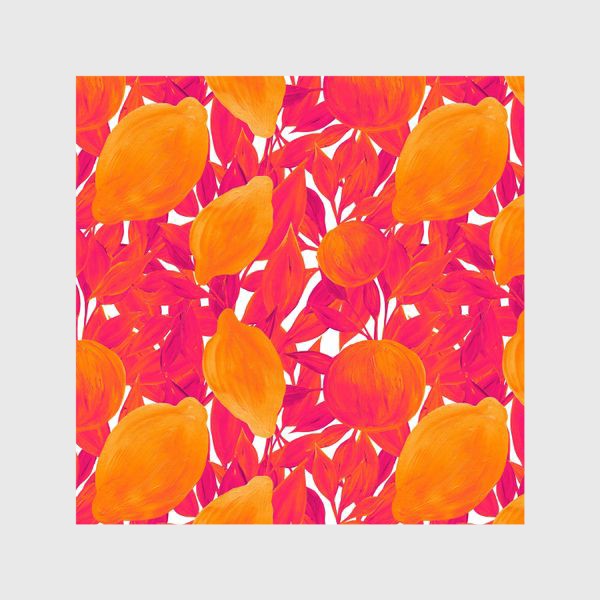 Шторы «Яркий художественный паттерн гуашью с лимонами и персиками»