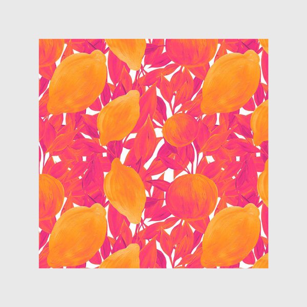 Скатерть «Яркий художественный паттерн гуашью с лимонами и персиками»