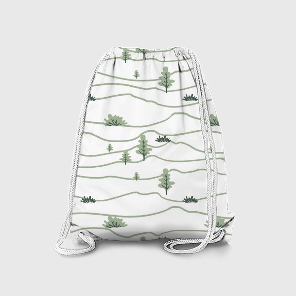 Рюкзак «Деревья и кусты. Лес (зеленый паттерн на белом)»