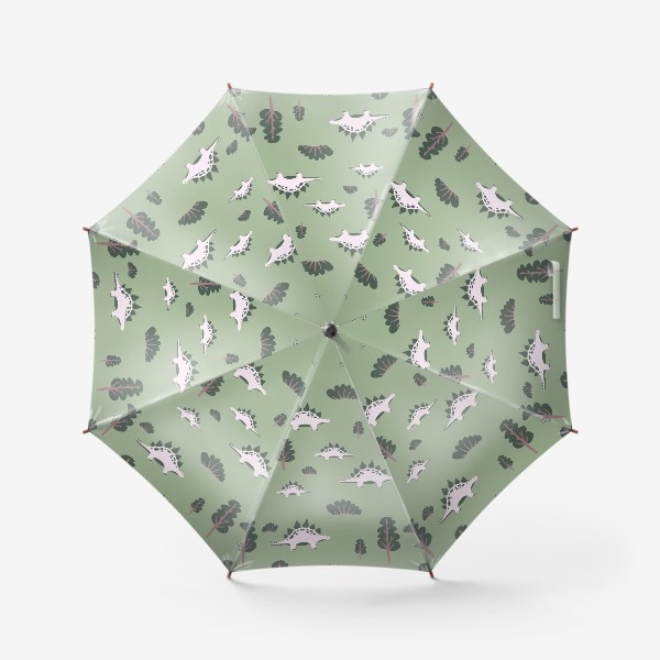 Зонт «Паттерн с динозаврами на зеленом в детскую (стегозавр)»