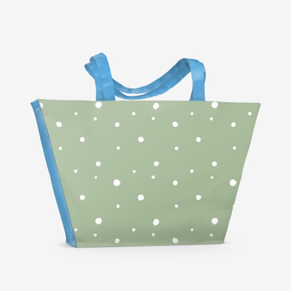 Пляжная сумка «Белый горошек на травянистом зеленом фоне »