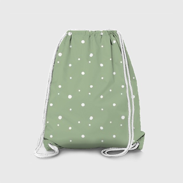 Рюкзак «Белый горошек на травянистом зеленом фоне »