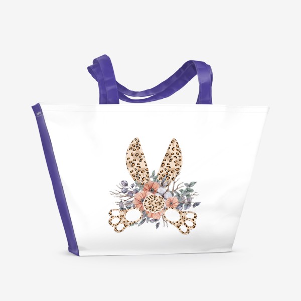 Пляжная сумка «Кролик. Цветочный заяц. Принт для детской одежды.»