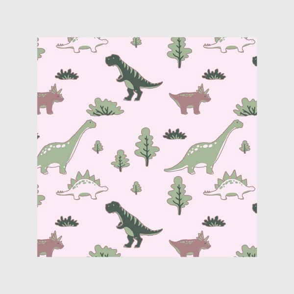 Шторы «паттерн с динозаврами на светло-розовом фоне в детскую (серия паттернов с динозаврами)»