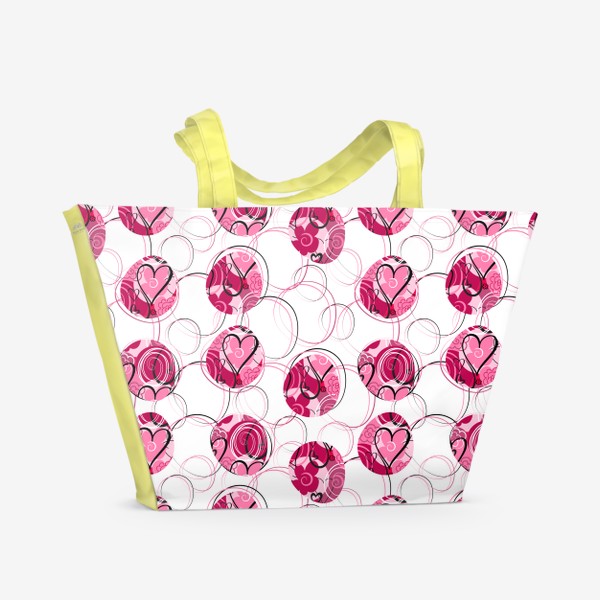 Пляжная сумка &laquo;Бесшовный принт с кругами и цветами.Абстракция&raquo;