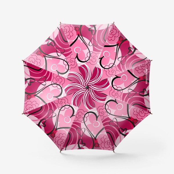 Зонт «Принт с абстрактными цветами и сердечками. Лето. Любовь.»