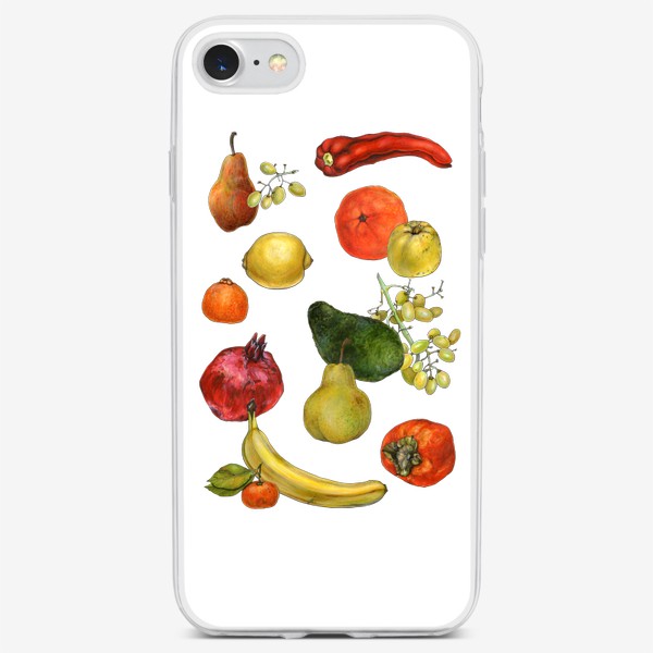 Чехол iPhone «Витаминный коктейль. Фрукты, виноград и перец»