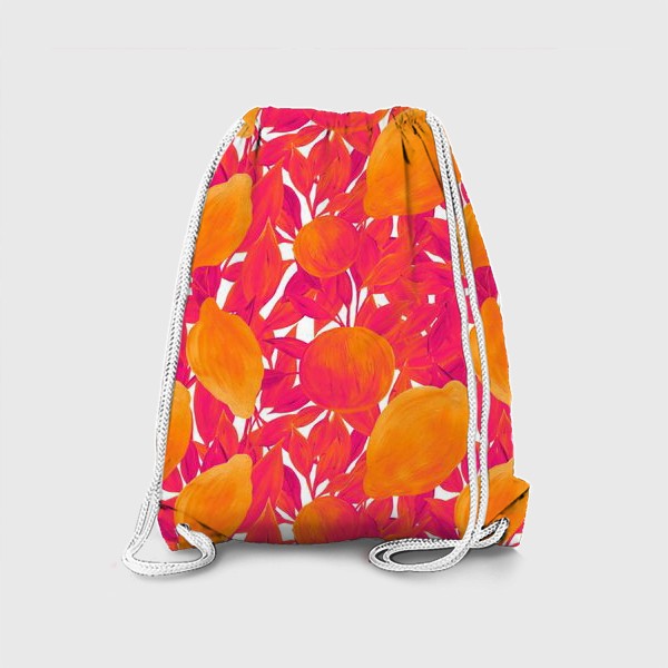 Рюкзак «Яркий художественный паттерн гуашью с лимонами и персиками»
