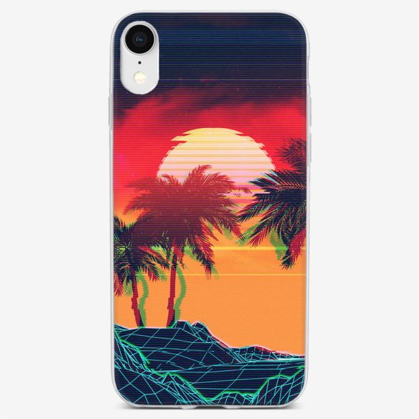 Чехол iPhone «синтвейв пальмы и эффект VHS»